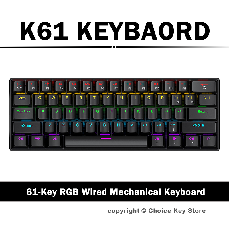 Keyboard Gaming Blue Switch - Teclado Mecânico Gamer APAYADO K61 com