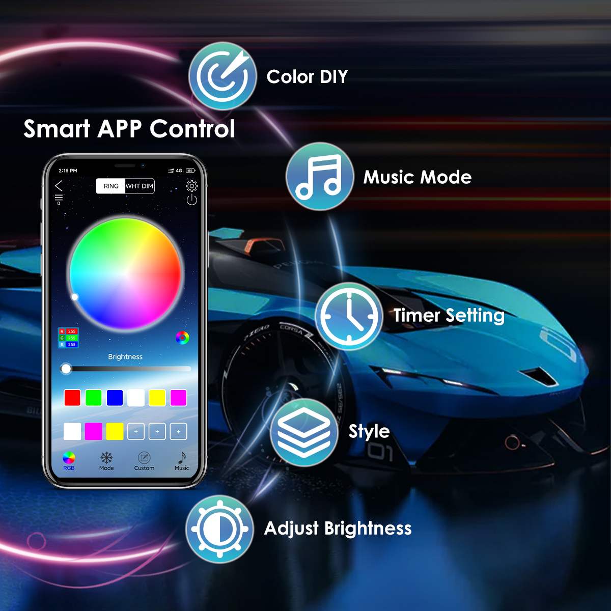 Sem fio led carro flexível und - Rgb Underglow Strip avaliação e preço